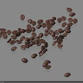 Scattered Dark Brown Coffee Beans On Light Blue Background With Shiny Texture 3d model