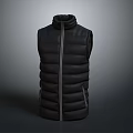 Black Puffer Vest With Zipper Front Closure Quilted Pattern Lightweight Warm Fashionable Outerwear
