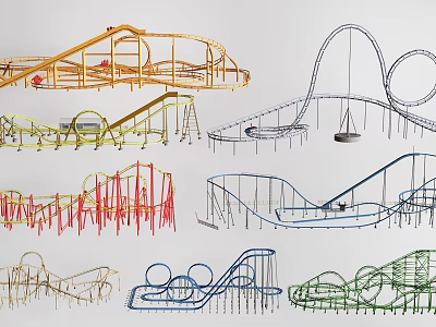 Colorful Playground Equipment With Various Slides Swings And Climbing Structures 3d model