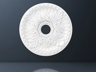 White Ornate Ceiling Medallion With Intricate Patterns 3d model