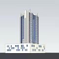 Modern High Rise Building With Low Rise Base And Grid Window Design 3d model