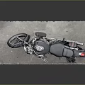 Black Classic Motorcycle With Leather Seat Rearview Mirrors And License Plate On Gray Mat