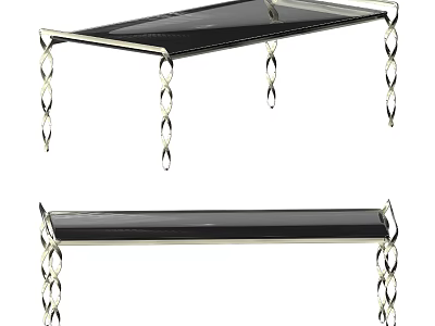 Black Glass Wall Shelves with Gold Spiral Metal Legs Decorative Design 3d model
