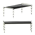 Black Glass Wall Shelves with Gold Spiral Metal Legs Decorative Design