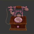 Vintage Electronic Telephone with Wooden Base Brass Accents and Rotary Dial Design