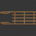 Traditional Wooden Sleigh With Curved Handles And Slatted Base For Winter Outdoor Use