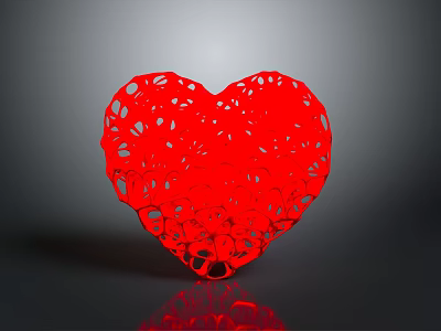 Red Heart Shaped Hollow Design Decorative Home Living Room Decor Accessory 3d model