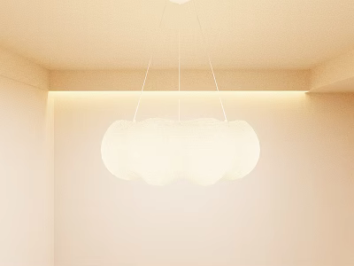 Minimalist Cloud Shaped Pendant Light In Softly Lit Neutral Interior With Warm Glow 3d model