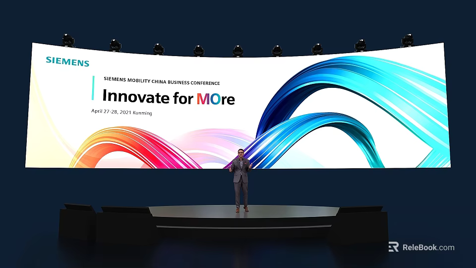Siemens Innovate for More Business Conference Stage in Shanghai 2023 with Large Screen and Speaker 3d model 