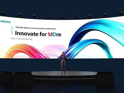 Siemens Innovate for More Business Conference Stage in Shanghai 2023 with Large Screen and Speaker 3d model