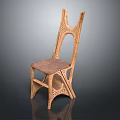Handcrafted Wooden Single Chair With Intricate Carved Backrest Brown Seat And Crossed Legs