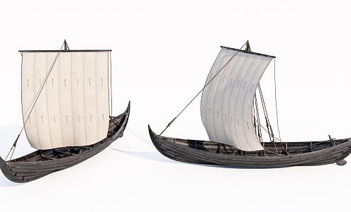 Modern Sailing Wooden Boat 3d model