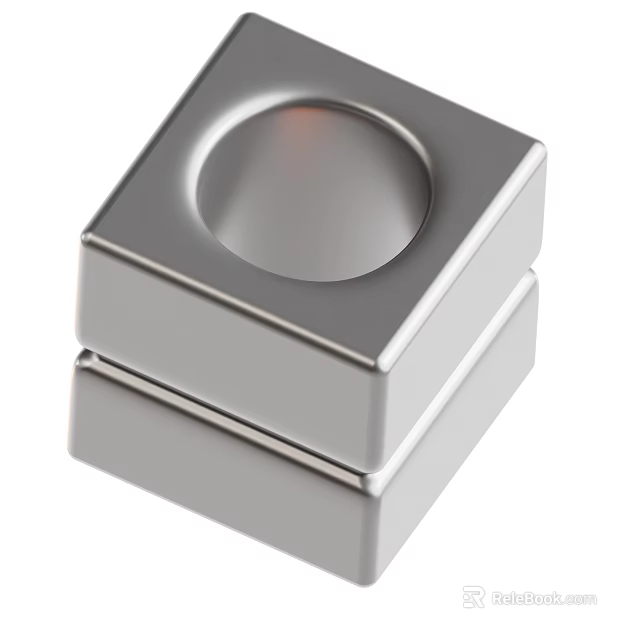 Durable High Precision Industrial Equipment Metal Cube Design With Circular Recess 3d model 