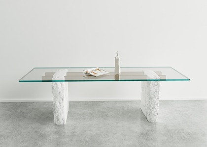 Modern Dining Table Glass Dining Table 3d model