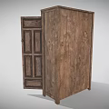 Rustic Wooden Wardrobe Interior With Open Doors Shelves Folded Towels Copper Containers And Mirror