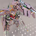 Metallic Mecha Robot Model With Silver Gold Red Accents And Spiked Crown Armor