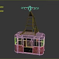 Vintage Red And Black Cable Car Model With Metal Ladder Grid Platform And Glass Windows