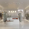 Stylish Clothing Store Interior Design With Displayed Clothes Clothing Racks And Plants