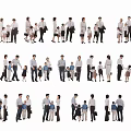 2D character parent-child family combination 3d model