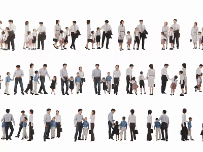 Diverse Group Of People Including Adults And Children In Various Combinations 3d model