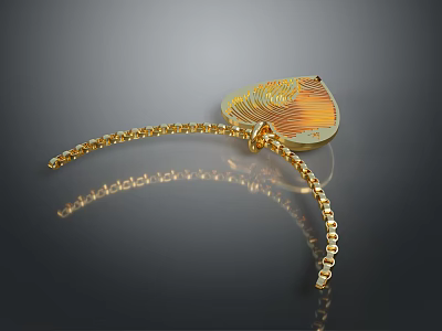 Exquisite Golden Leaf Shaped Pendant Necklace with Colorful Sheen and Delicate Chain for Fashionable Attire 3d model