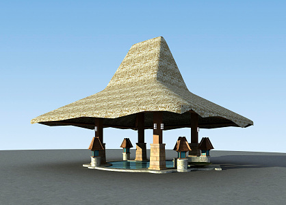 Southeast Asia Pavilion Thatched Pavilion 3d model