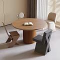 Dining Table and Chair Combination Dining Chair Round Dining Table 3d model