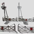 Industrial Security Fence With Tall Towers Ladders And Metal Crossbeam Gates