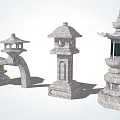 Chinese landscape lamp Zen stone lamp 3d model
