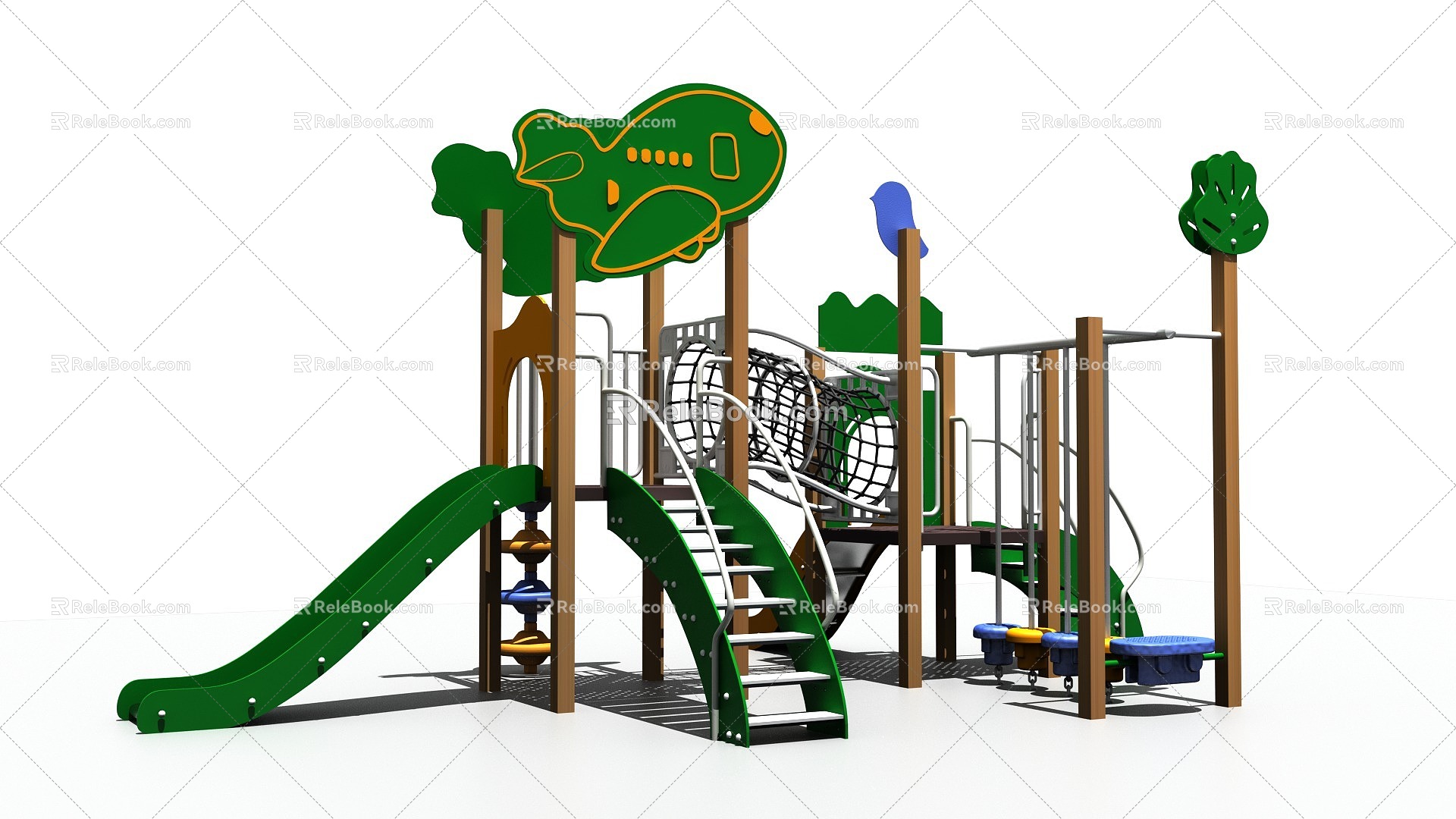 modern amusement facilities pe slide airplane slide 3d model