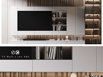 TV background wall suit TV wall frame area 3d model