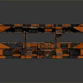 Futuristic Orange And Black Metallic Console Structure With Multiple Panels And Control Units 3d model