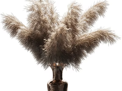 Elegant copper vase with fluffy pampas grass flowers for home decoration 3d model