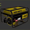 Yellow 4000 Watts Portable Generator With Black Frame And Control Panel 3d model