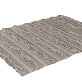 Gray Square Rug With Modern Fringed Woven Texture And Decorative Design Elements 3d model