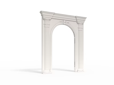 Elegant White Classical Door Arch With Decorative Columns And Carved Top 3d model