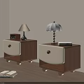 Modern Wooden Bedside Tables With White Drawers Wheels Lamps And Small Items