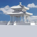 Traditional Chinese Pavilions With Red White Columns Ornate Roof And Stone Ground