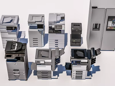 Modern Office Appliances With Multifunctional Printers Copiers And Scanners For Workplace Use 3d model