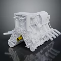White Mechanical Equipment Model Featuring Gears Pipes And Intricate Structure 3d model