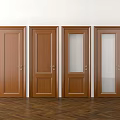 Four Wooden Hinged Doors With Glass Panel And Different Styles For Interior 3d model