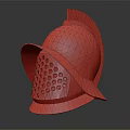 Ancient Medieval Metallic Warrior Helmet With Perforated Visor And Shiny Surface 3d model