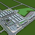 Industrial Factory Complex Layout Design With Multiple Warehouses And Green Areas 3d model