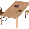Log wind dining table and chair combination 3d model