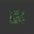 Lush Green Mountain Landscape With Winding River Rolling Terrain And Vegetation In Topographic Map Style