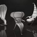 Stylish Modern Single Chair With Sculptural Metal Frame And Leather Upholstery