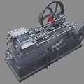 Mechanical Industrial Equipment With Large Wheels Metal Structure And Red Mechanical Components 3d model