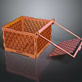 Orange Wooden Storage Organizer Box Featuring Laser Cut Pattern And Open Lid 3d model