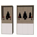 Elegant Buddhist Shrine Cabinet With Golden Buddha Statues Candles And Wooden White Doors