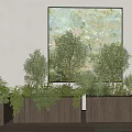 Lush Plant Combination in Wooden Planters with Various Green Shrubs and Herbs in Indoor Space
